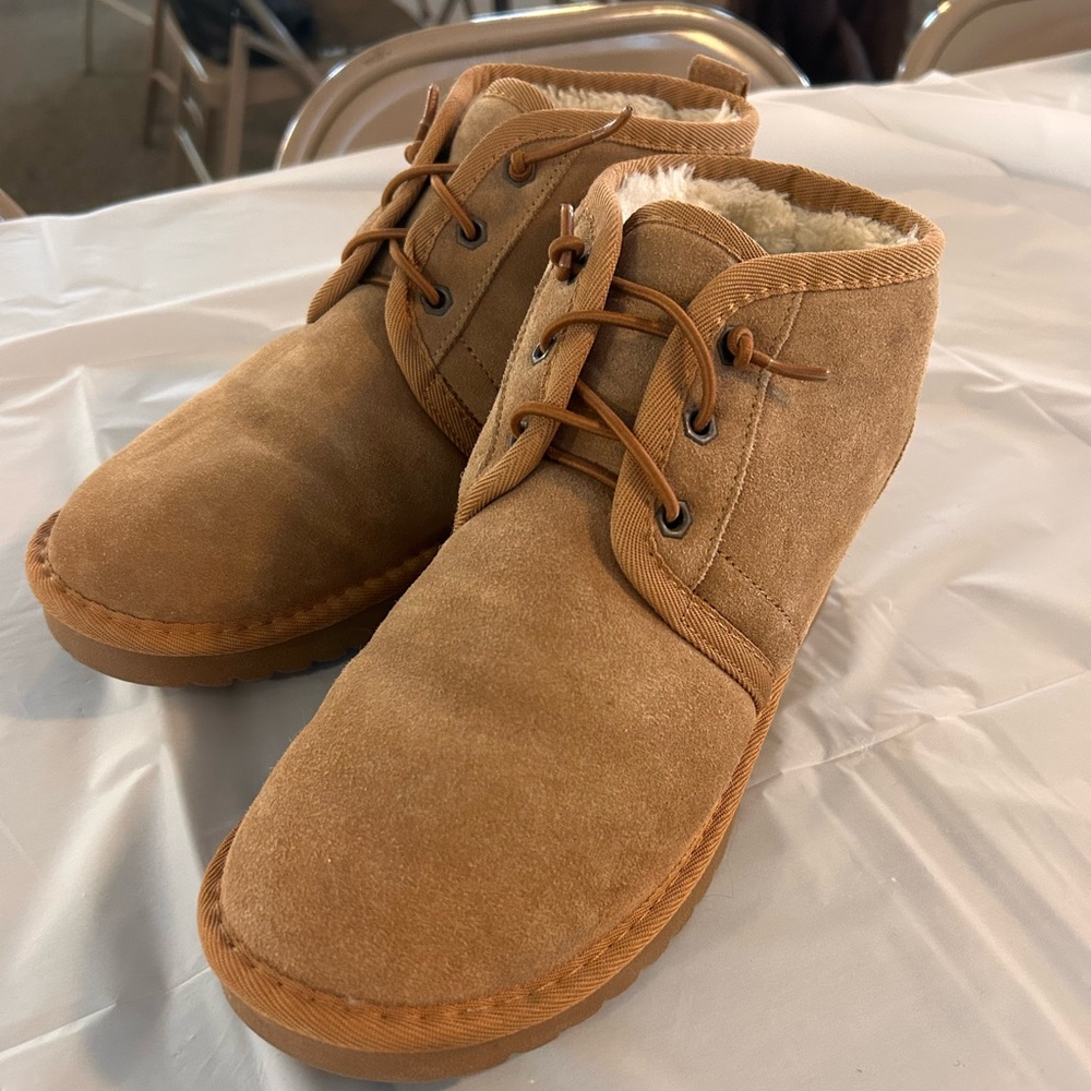 ASPEN HARPER Water Repellent CHESTNUT Suede Lace-Up Ankle Booties Sz 7.5